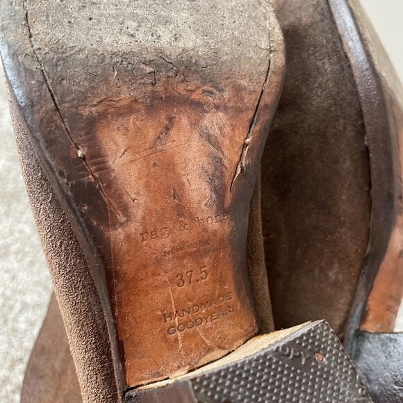rag and bone | Brown Mercer Suede Slouch Ankle Boots - Size EU 37.5 - Picture 12 of 16